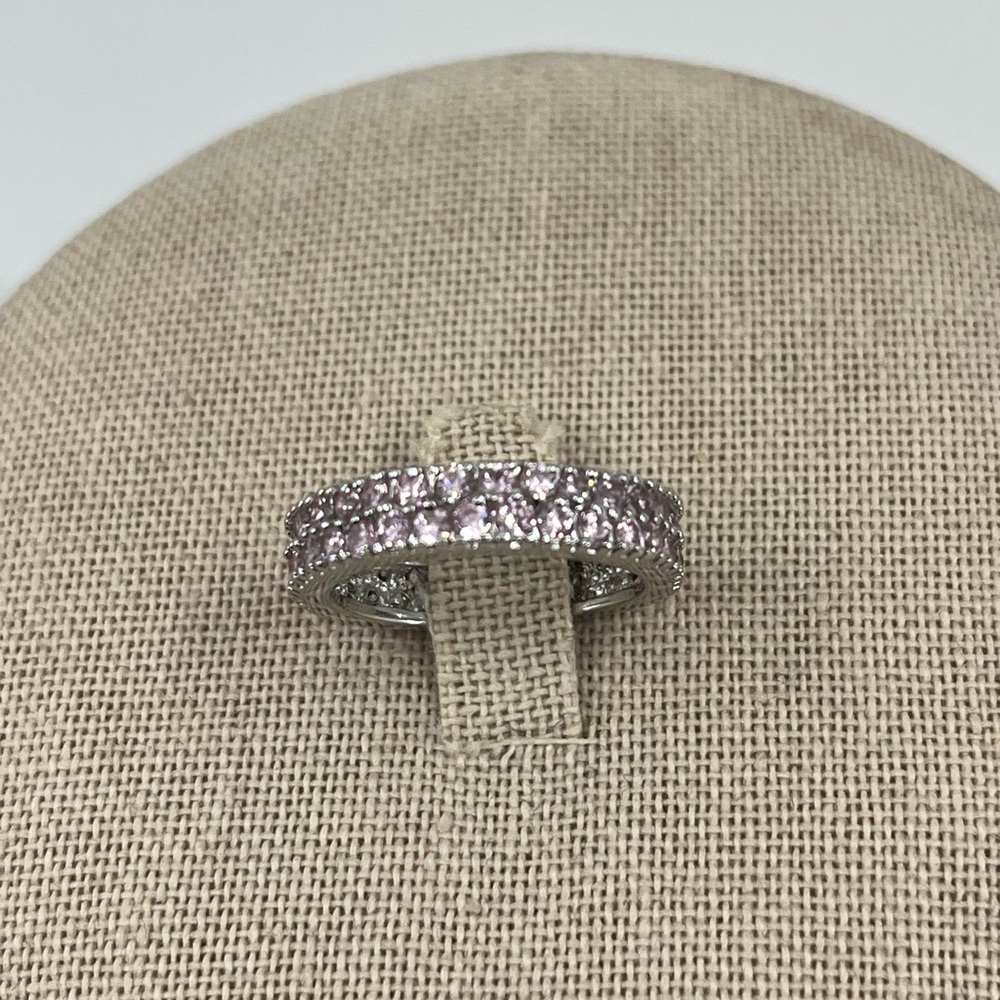 Vintage Sterling Silver 925 Lavender Amethyst Eternity Band Ring Size 6.75 - Picture 4 of 14